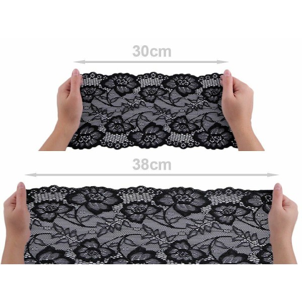 13,5 m Noir lacets Élastiques Largeur 185 mm, Extensible, Et de Madère, Mercerie, - Photo n°4