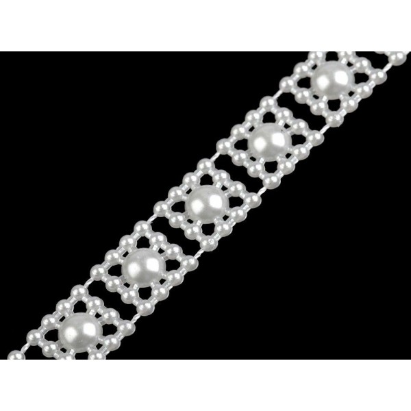 9m Pearlwhite Perle d'Imitation Parage Largeur 9mm, de Guirlandes Et de la Passementerie, des Décora - Photo n°3