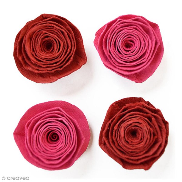 Fleurs spirales en papier 3 cm - Cerise Pink - 4 pcs - Photo n°1