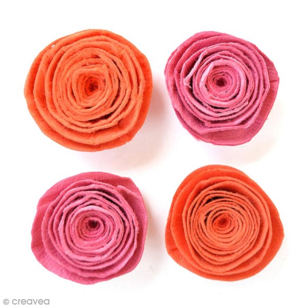 Fleurs spirales en papier 3 cm - Scarlet Blush - 4 pcs - Photo n°1