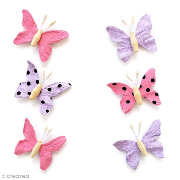 Papillons en papier 2,5 cm - Mulberry Blush - 6 pcs - Photo n°1