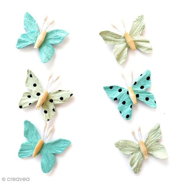 Papillons en papier 2,5 cm - Pacific Blue - 6 pcs - Photo n°1