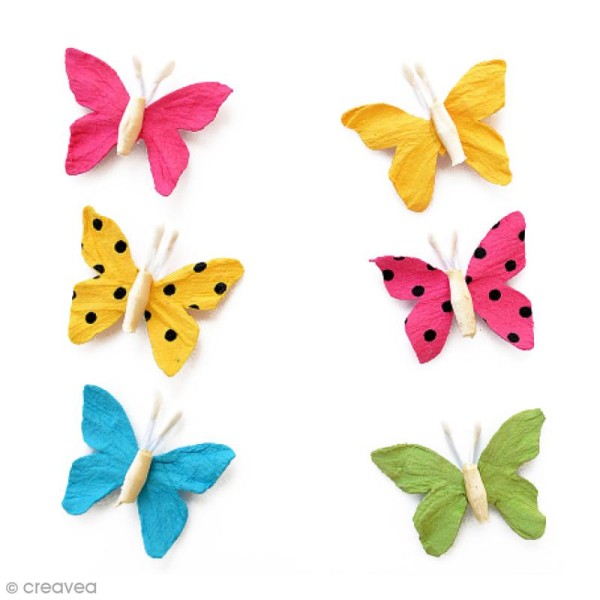Papillons en papier 2,5 cm - Candy Crush - 6 pcs - Photo n°1