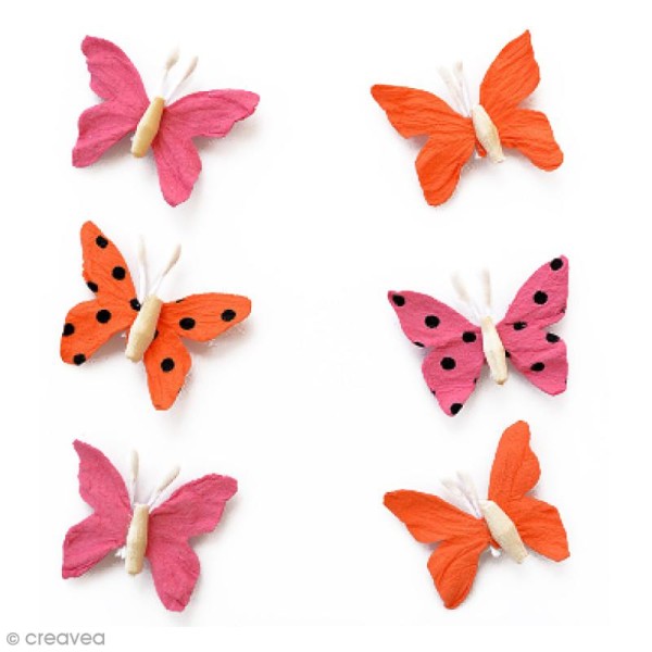 Papillons en papier 2,5 cm - Scarlet Blush - 6 pcs - Photo n°1
