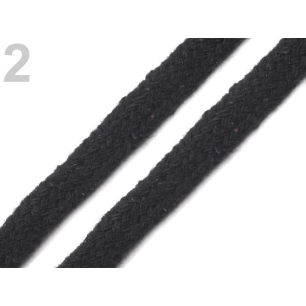 25m 2 Noir Plat Coton Tressé Vêtement de Chaîne Largeur de 10mm, des Cordes, des Chaînes, des articl - Photo n°1