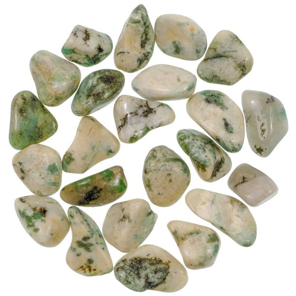Pierres roulées émeraudes dans quartz - 2.5 à 3 cm - Lot de 3. - Photo n°1