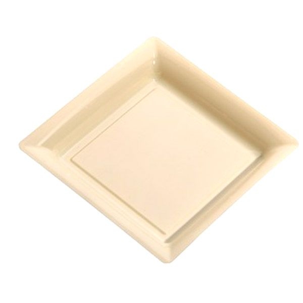 12 assiettes square à dessert ivoire 16 cm PVC - Photo n°1
