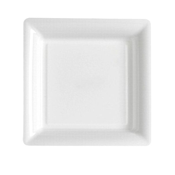 12 assiettes square à dessert blanche 16 cm PVC - Photo n°1
