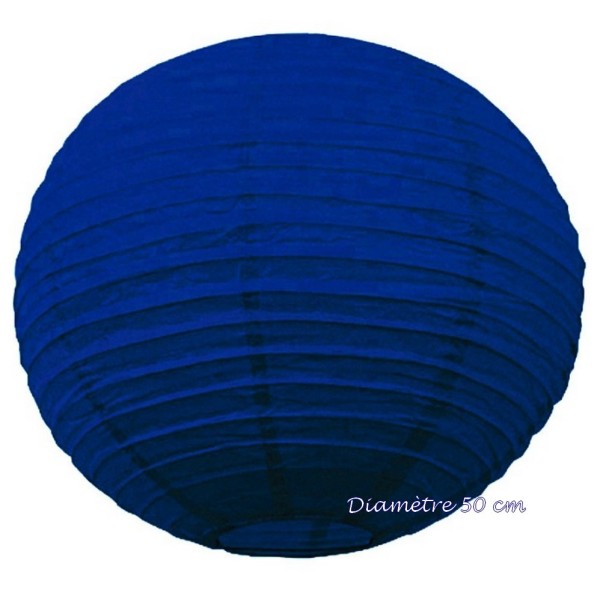 Grande Lanterne Japonaise Bleu Foncé, Lampion boule Papier marine, 50 cm, à suspendre - Photo n°2