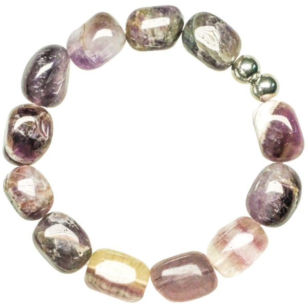 Bracelet en fluorite violette - Grosses perles roulées 1.5 cm. - Photo n°2