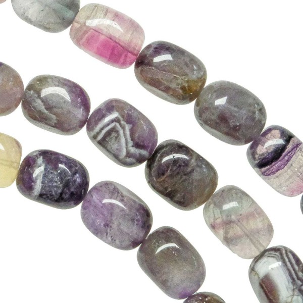 Bracelet en fluorite violette - Grosses perles roulées 1.5 cm. - Photo n°3