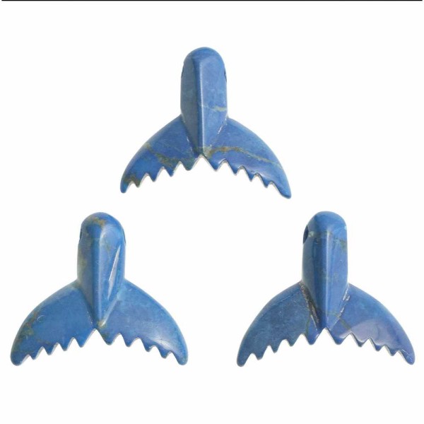 Pendentif pierre percée queue de baleine en howlite teintée bleu cordon vendu séparément. - Photo n°3