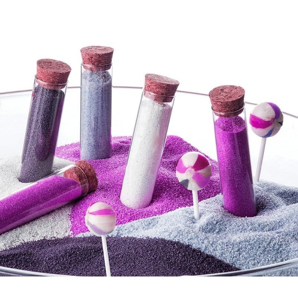 Lot de 800 gr de Sable décoratif coloré Violet, de 0,60mm à 1mm, pour Déco de table, Bougeoir, Vase - Photo n°3