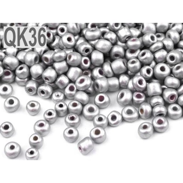 50g Qk36 Argent Métallique Perles de rocaille 6/0 - 4mm - Photo n°1