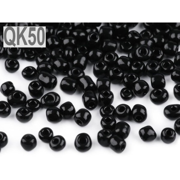 50g Qk50 Noir Métallique Perles de rocaille 6/0 - 4mm - Photo n°1