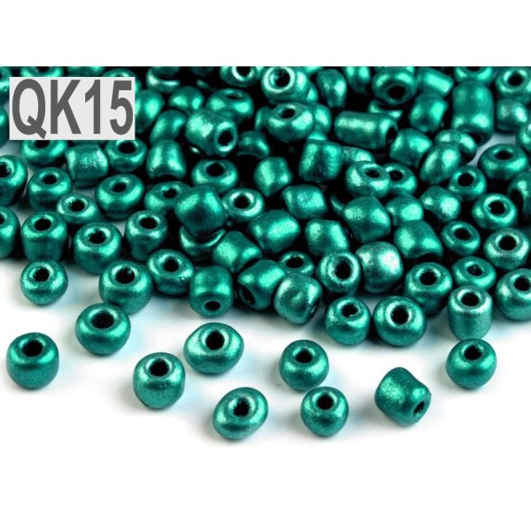 50g Qk15 Vert Émeraude Métallisé Perles de rocaille 6/0 - 4mm - Photo n°1