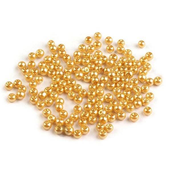 50g d'Or Rond Verre Perles Imitation Perles de Ø4mm Lisse - Photo n°1