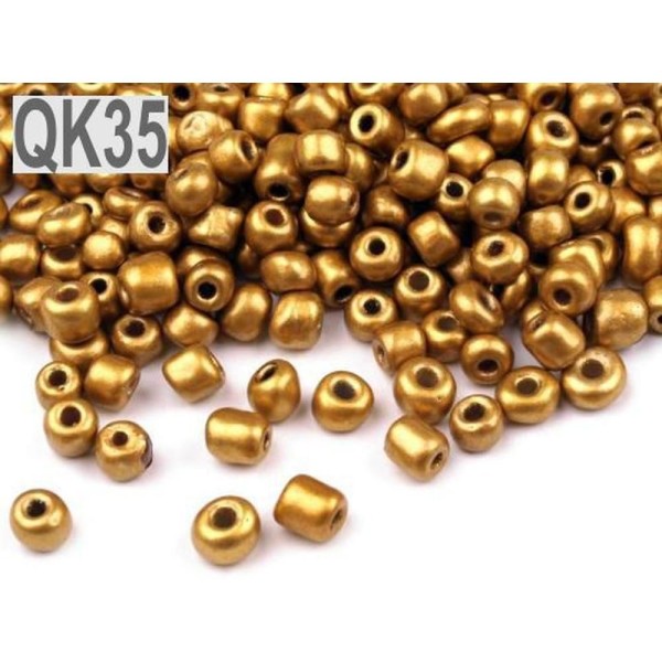 50g Qk35gold Métalliques Perles de rocaille 6/0 - 4mm - Photo n°1