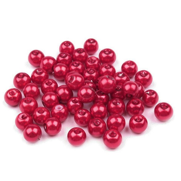 50g 71 Rouge Rond Verre Perles Imitation Perles de 6mm, Perle de Mariée, Mariée Perle, Perle de Four - Photo n°2