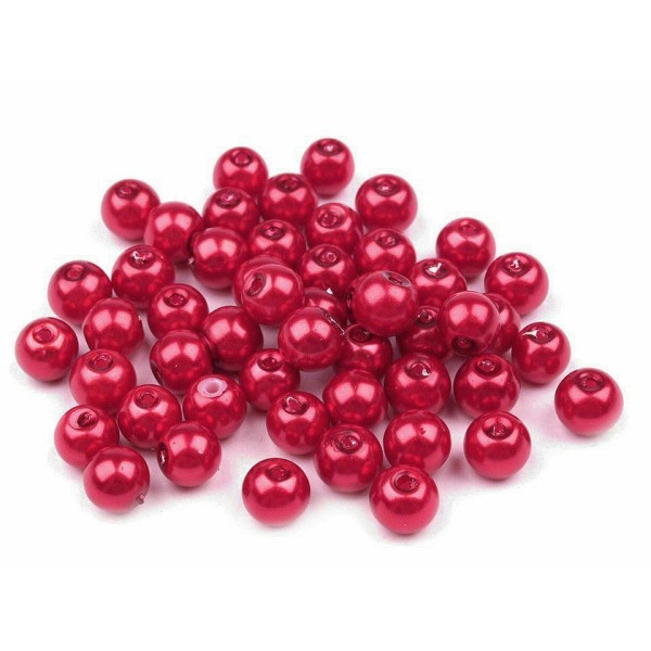 50g 71 Rouge Rond Verre Perles Imitation Perles de 6mm, Perle de Mariée, Mariée Perle, Perle de Four - Photo n°1