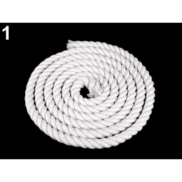 2m 1 Blanc Tordu la Corde de Coton Pour Sac à main Poignée de Ø14mm Raide, Jute, des Cordes, des Cha - Photo n°1
