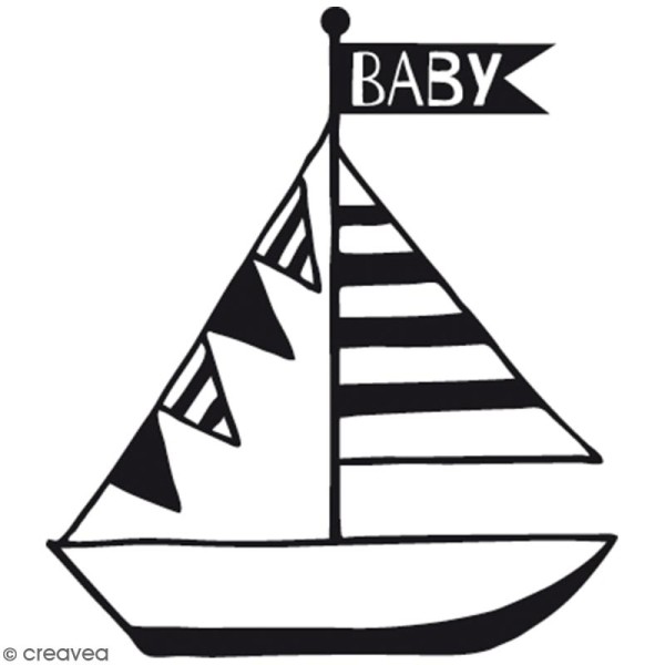 Tampon bois Baby Bateau - 3,6 x 4 cm - Photo n°1