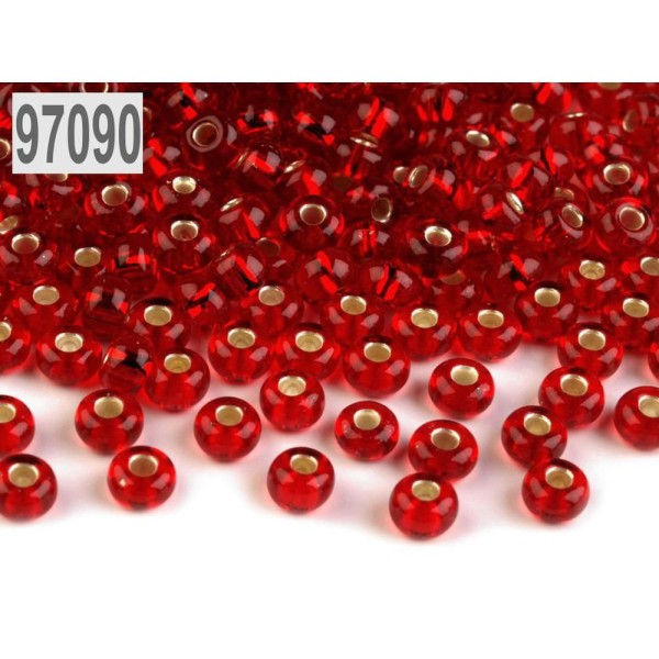 20g 97090 Fraise Rouge Perles de rocaille PRECIOSA 6/0 - 4mm - Photo n°1