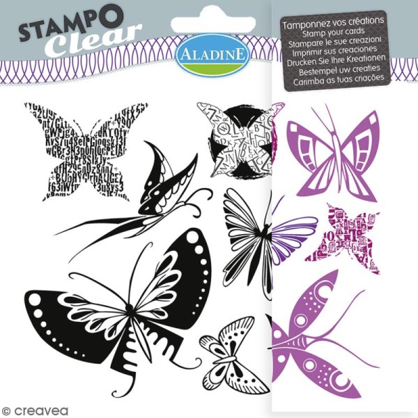 Tampons Clear Aladine - Papillons - Planche de 15 x 12,5 cm - 9 pcs - Photo n°1