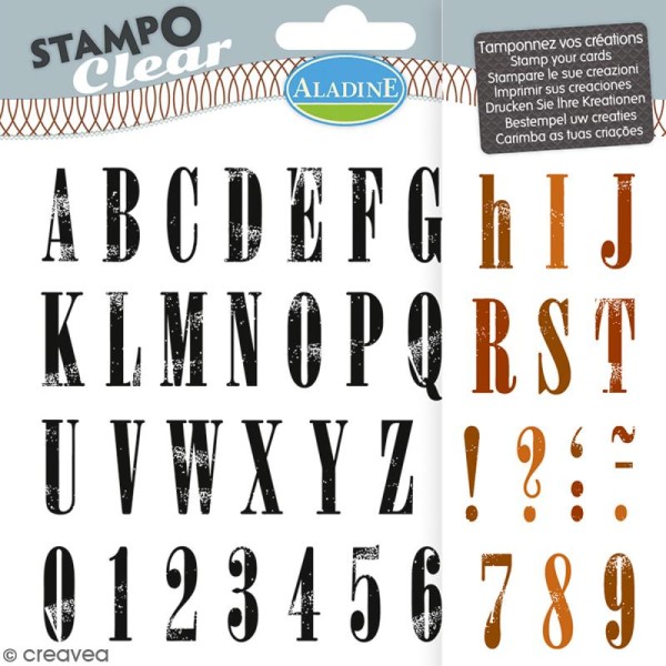 Tampons Clear Aladine - Alphabet Stratford - Planche de 15 x 12,5 cm - 44 pcs - Photo n°1