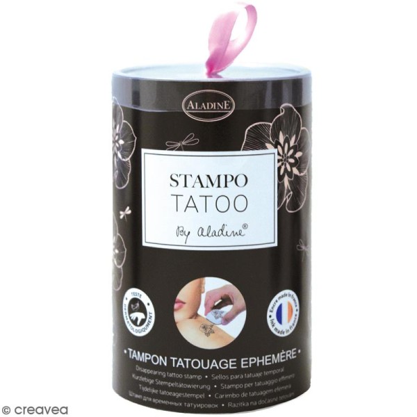 Stampo Tatoo - Kit de tampons avec encreur - Romantique - 14 motifs - Photo n°1