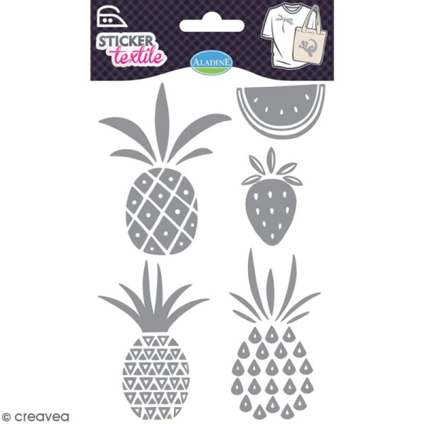 Stickers textile thermocollants Aladine - Fruits exotiques pailletés - De 4,6 à 8,2 cm - Photo n°1