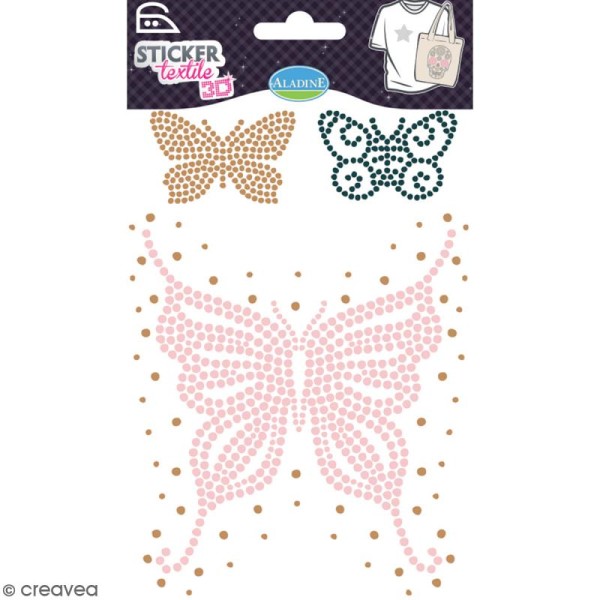 Motif thermocollant strass textile - Papillons - De 4 à 13 cm - Photo n°1