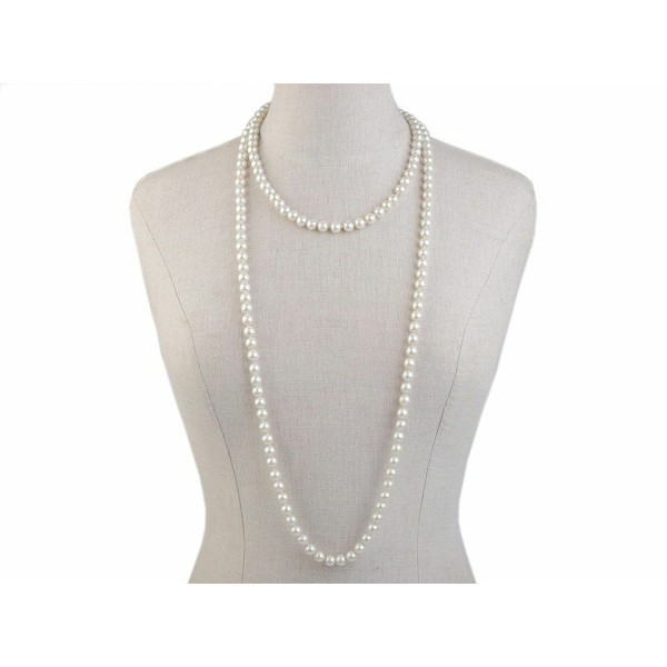 1pc Noir Multi-rangée Collier de Perles, Perle d'Imitation des Colliers, des Bijoux - Photo n°5