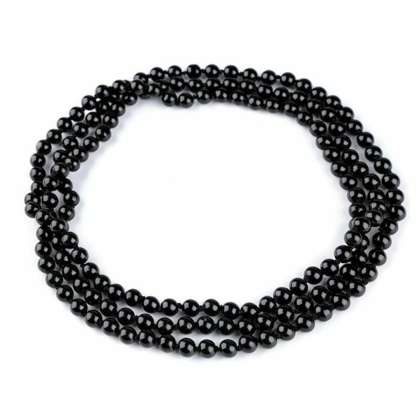 1pc Noir Multi-rangée Collier de Perles, Perle d'Imitation des Colliers, des Bijoux - Photo n°1