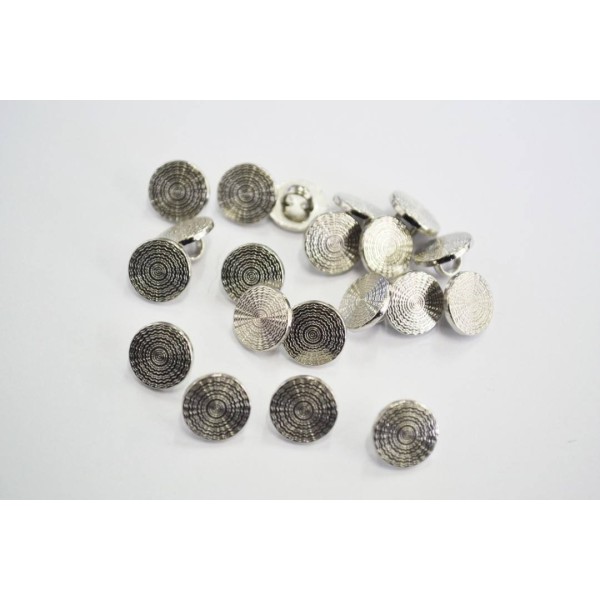 Bouton métal argenté, motif en spirale 10mm - Photo n°1