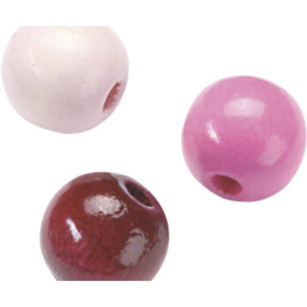 125 Pièces Perles de Bois de 6mm Rose, de la Décoration, un Ruban, un Clip sur Boucles d'oreilles, d - Photo n°1