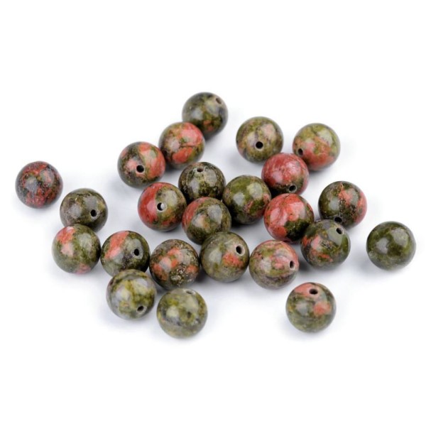 10pc Unakit Minérale Naturelle / pierres précieuses Perles Unakit 8mm, les Perles, la Nacre, de la L - Photo n°1