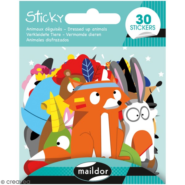 Stickers Sticky - Animaux déguisés - 30 pcs - Photo n°1