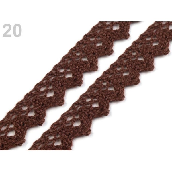 27m 20 Brun Coton Dentelle Garniture de 15mm, Tissu de Coton, Coton, Crochet, Fabrication de Cartes, - Photo n°1