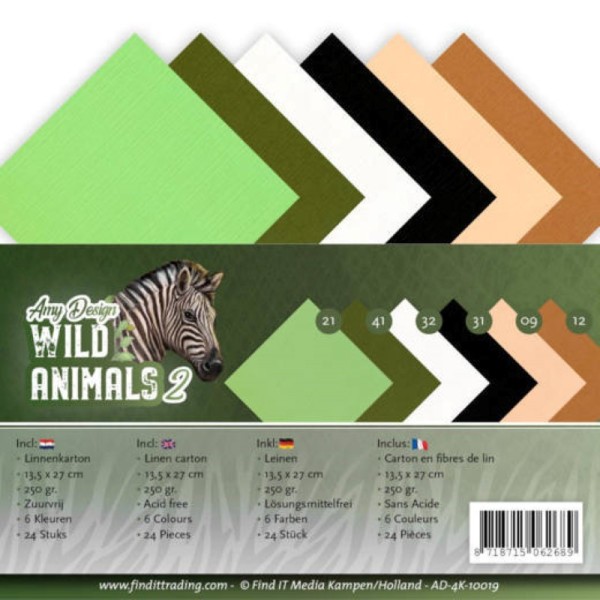 Set 24 cartes carrées Wild animals 2 13.5x27cm - Photo n°1