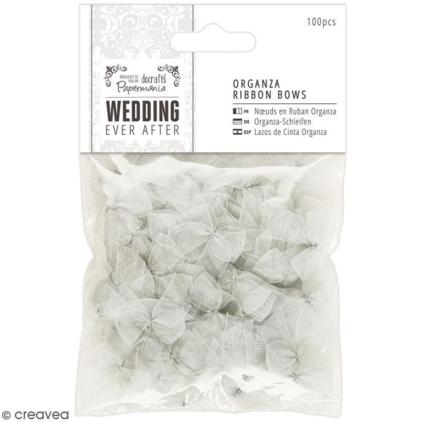 Noeud en ruban satin Wedding 2,5 cm - Gris argenté transparent - 100 pcs - Photo n°1