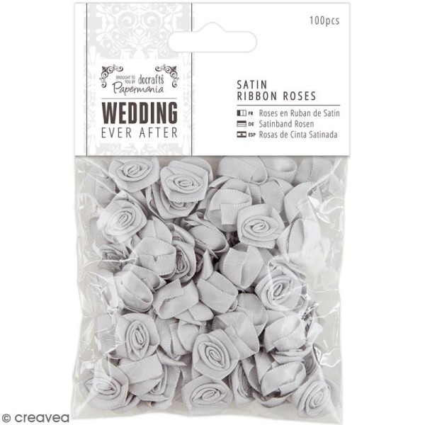 Roses Grises argentées en ruban satin - Wedding - 100 pcs - Photo n°1