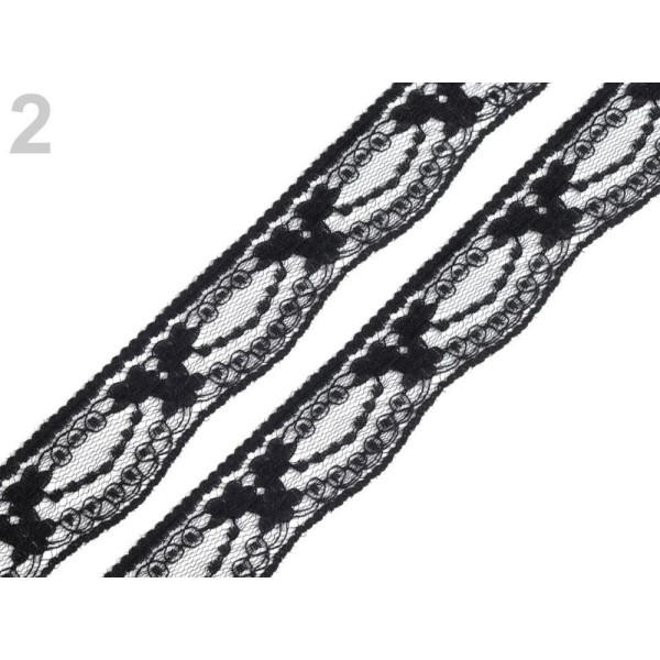 50m 2 (2999) Noir Polyamide Dentelle Largeur 35 mm, Et de Polyester, de Madère, de la Mercerie - Photo n°1