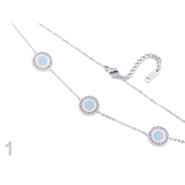 1pc 1 myosotis Bleu Platinum en Acier Inoxydable Collier Mandala, Mesdames les Chaînes de Colliers, - Photo n°1