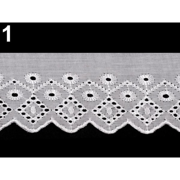 13,5 m 1 Blanc de Madère - Broderie Anglaise Dentelle Largeur de 75 mm, Polyester, Et, Mercerie, - Photo n°1