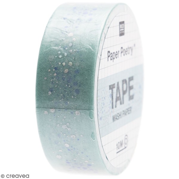 Masking Tape Bulles - Bleu clair, argenté - 1,5 cm x 10 m - Photo n°1