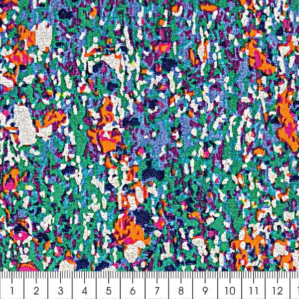 Tissu Coton léger à la coupe - Tâches multicolores - Détails Métallisés - Par 10 cm - Photo n°3