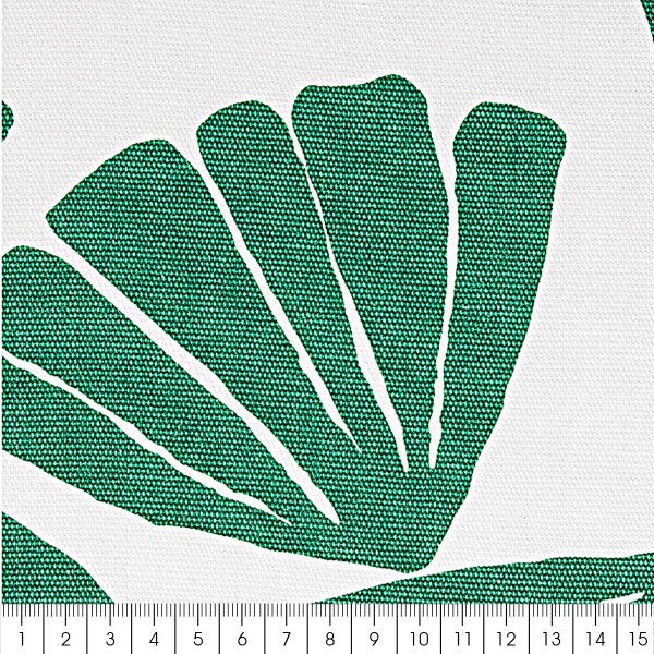 Tissu Toile coton épais à la coupe - Feuilles vertes - Fond blanc - Par 10 cm - Photo n°3