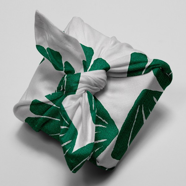 Tissu Toile coton épais à la coupe - Feuilles vertes - Fond blanc - Par 10 cm - Photo n°4