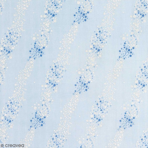 Tissu Coton léger à la coupe - Bulles sur fond bleu clair - Détails Métallisés - Par 10 cm - Photo n°1